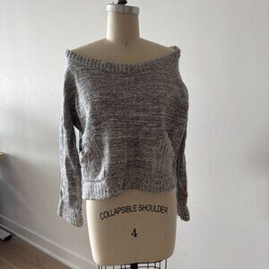 Free People  Off The Shoulders Cropped Sweater - Grey - L